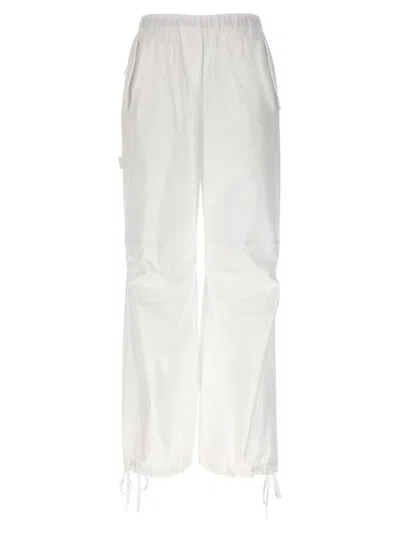 Nude Denim-effect Cargo Pants With Loose Leg In White