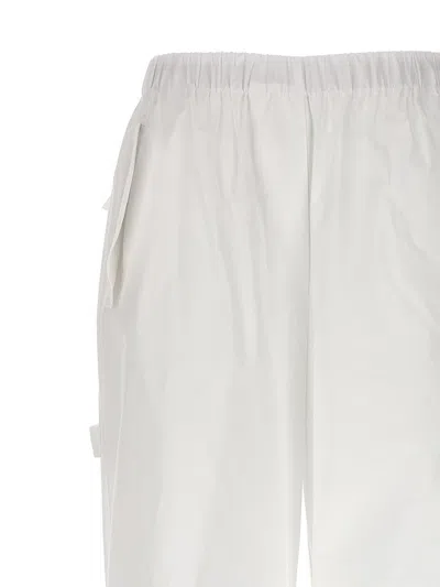 Nude Denim-effect Cargo Pants With Loose Leg In White