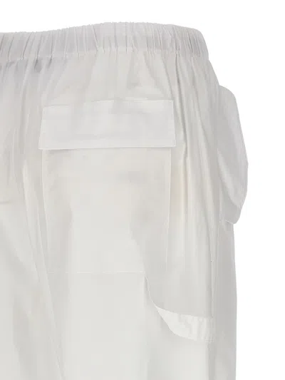Nude Denim-effect Cargo Pants With Loose Leg In White