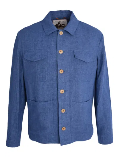Luciano Barbera Button-fastening Patch-pocket Jacket In Blue