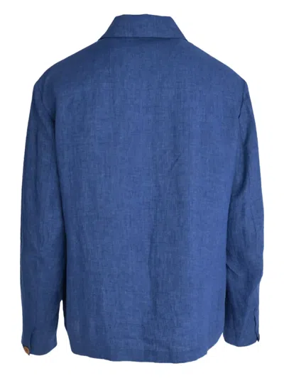 Luciano Barbera Button-fastening Patch-pocket Jacket In Blue