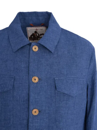 Luciano Barbera Button-fastening Patch-pocket Jacket In Blue