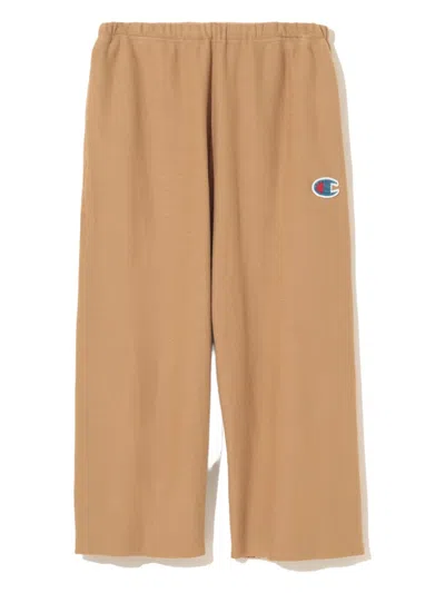 Undercover Logo-patch Raw-edge Pants In Brown