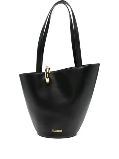 Jacquemus Le Petit Bambola Leather Top Handle Bag In Black