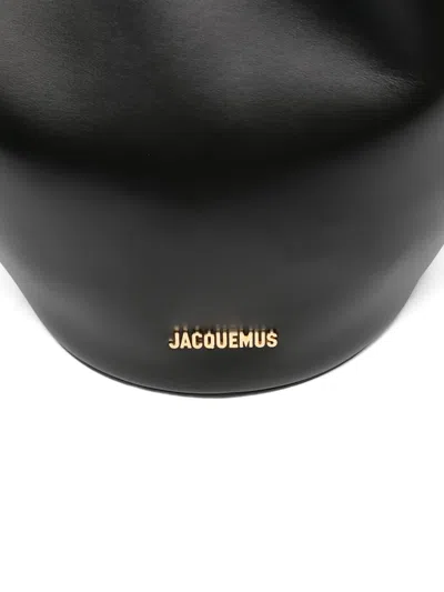Jacquemus Le Petit Bambola Leather Top Handle Bag In Black