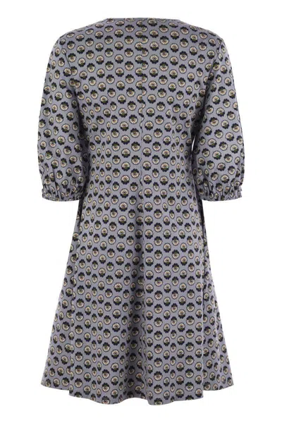 Weekend Max Mara Cinghia Patterned Cotton Dress In Gray