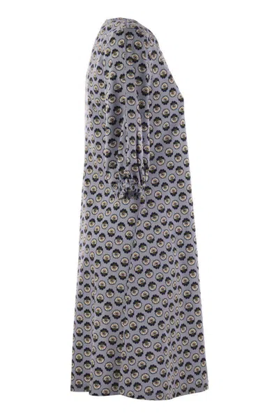 Weekend Max Mara Cinghia Patterned Cotton Dress In Gray