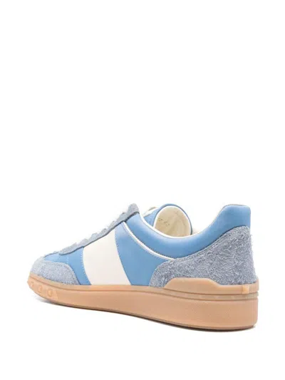 Valentino Upvillage Suede-trimmed Leather Sneakers In Blue