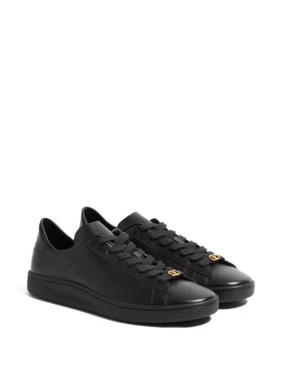 Valentino Royco Signature Brass Vlogo Low-top Sneakers In Black