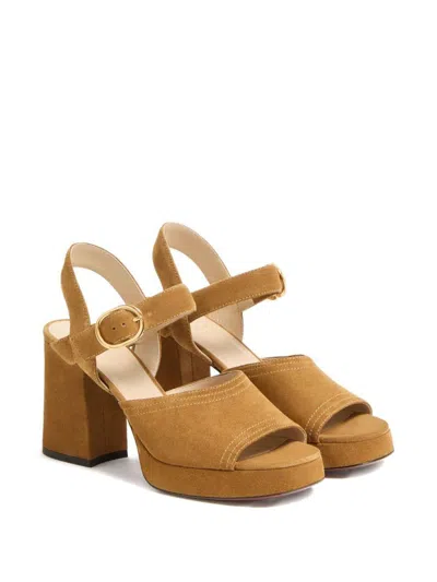 Valentino Garavani Fawcette Platform Crust Leather Sandal 100mm Woman Havana Beige 40 In Brown