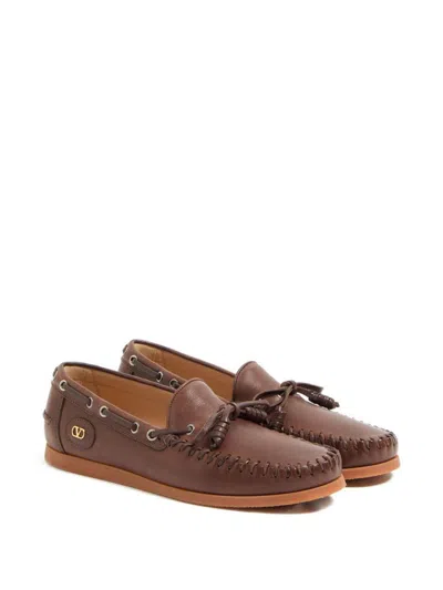 Valentino Garavani Palm Avenue Buffalo Boat Shoe In Brown