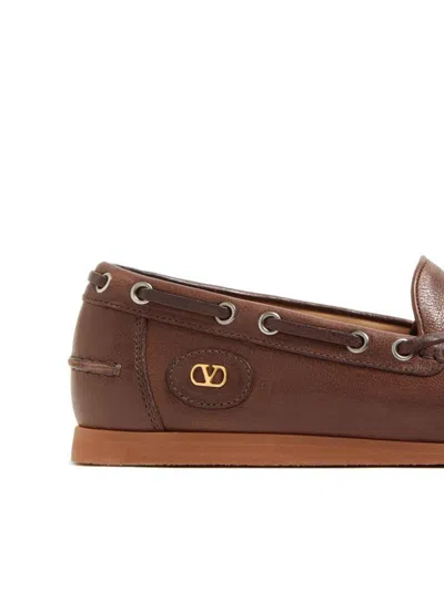 Valentino Garavani Palm Avenue Buffalo Boat Shoe In Brown