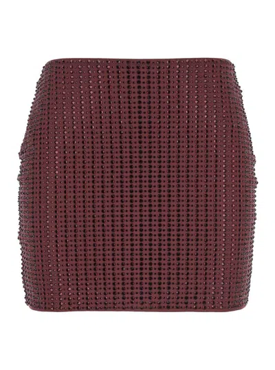 Venuja Rhinestone-embellished Mini Skirt In Burgundy