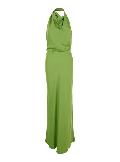 Simkhai Satin Reannon Gown In Green
