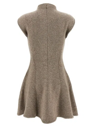 Magda Butrym Marled Knit Skater Dress In Beige In Brown