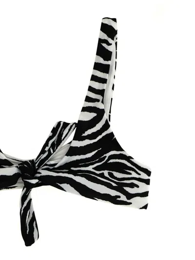 Attico Blackwhite Zebra-print Bikini In Animal Print