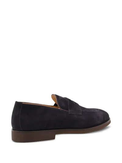 Brunello Cucinelli Suede Penny Loafers In Blue