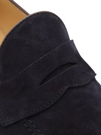 Brunello Cucinelli Suede Penny Loafers In Blue