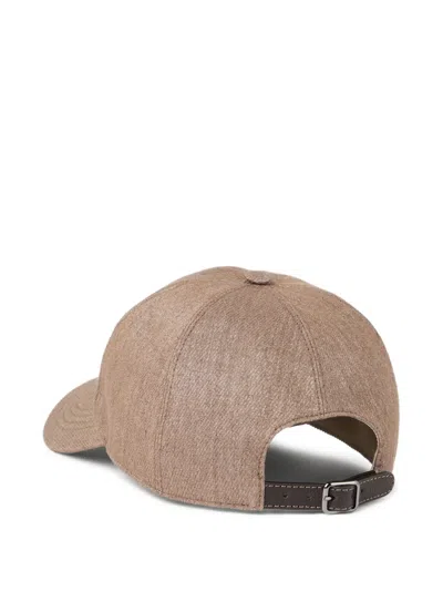 Brunello Cucinelli Women Linen Blend Baseball Cap In Brown