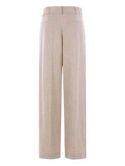 Brunello Cucinelli Pleated Belted Trousers In Nude