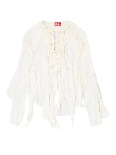 Diesel Flounce Blouse In Crinkled Muslin