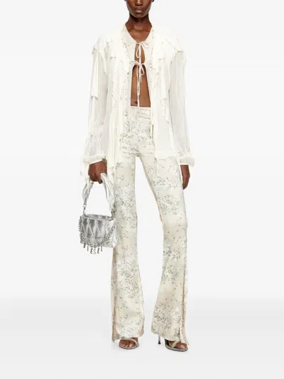 Diesel Flounce Blouse In Crinkled Muslin