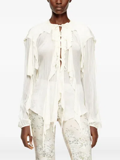 Diesel Flounce Blouse In Crinkled Muslin
