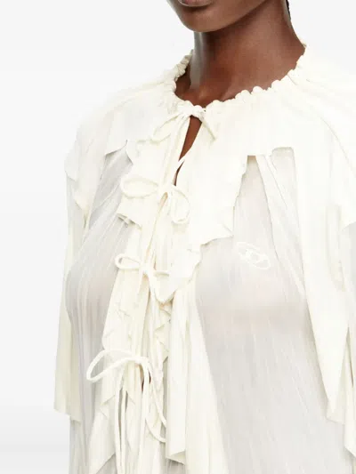 Diesel Flounce Blouse In Crinkled Muslin