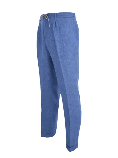 Luciano Barbera Pleated Drawstring Trousers In Blue