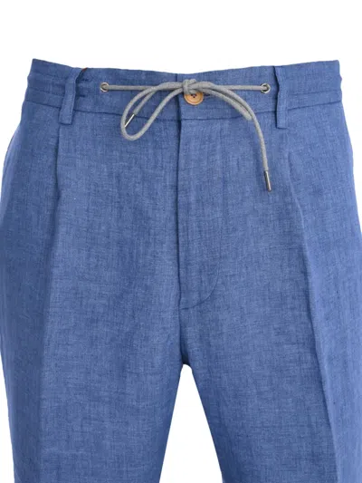 Luciano Barbera Pleated Drawstring Trousers In Blue
