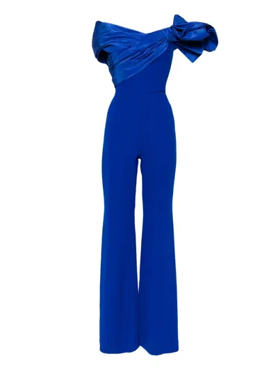 Saiid Kobeisy Draped Bow Jumpsuit In Blue