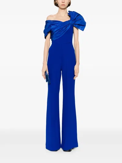 Saiid Kobeisy Draped Bow Jumpsuit In Blue