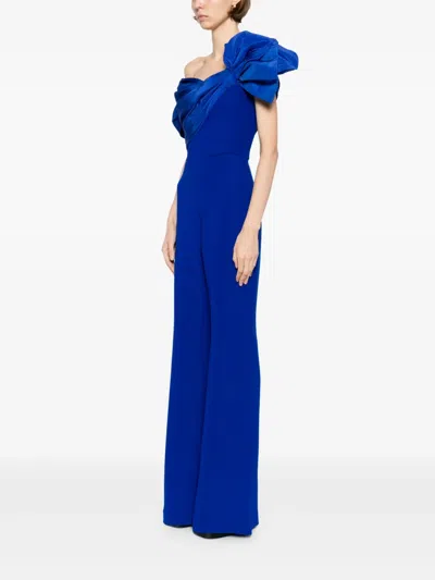 Saiid Kobeisy Draped Bow Jumpsuit In Blue
