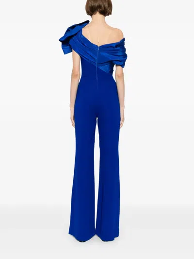 Saiid Kobeisy Draped Bow Jumpsuit In Blue