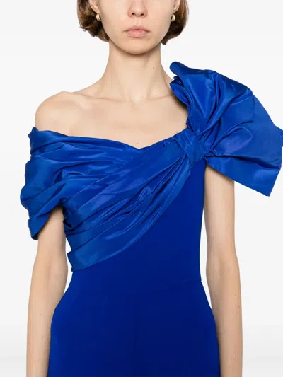 Saiid Kobeisy Draped Bow Jumpsuit In Blue