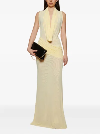 David Koma Plunge Neckline Sleeveless Gown In Yellow