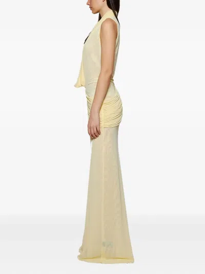 David Koma Plunge Neckline Sleeveless Gown In Yellow