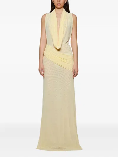 David Koma Plunge Neckline Sleeveless Gown In Yellow