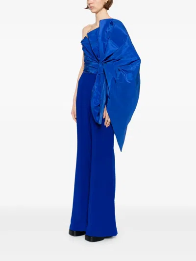 Saiid Kobeisy Taffeta-bow Jumpsuit In Blue
