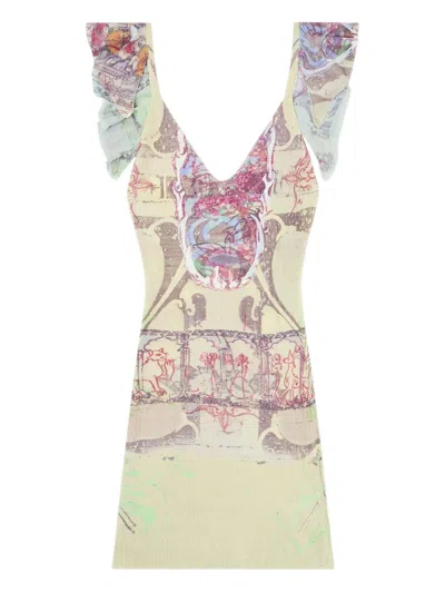 Diesel M-fiorenza Ruffled Dress In Multi