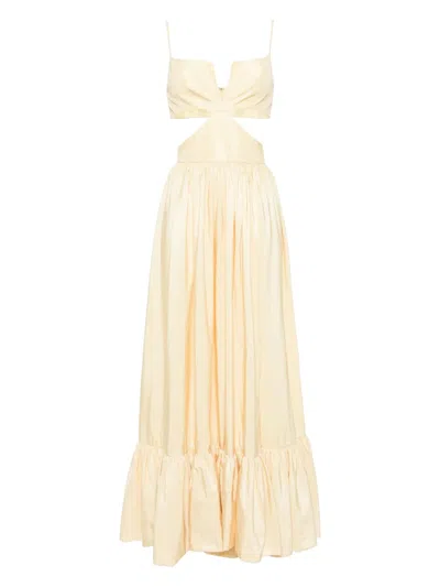 Saiid Kobeisy Taffeta Midi Dress In Neutral