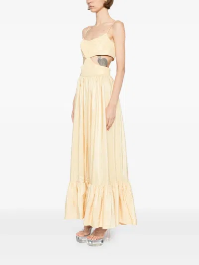 Saiid Kobeisy Taffeta Midi Dress In Neutral