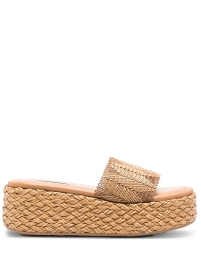 Casadei Open Toe Platform Sole Woven Texture Sandals In Neutral