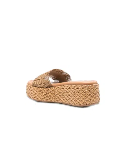Casadei Open Toe Platform Sole Woven Texture Sandals In Neutral