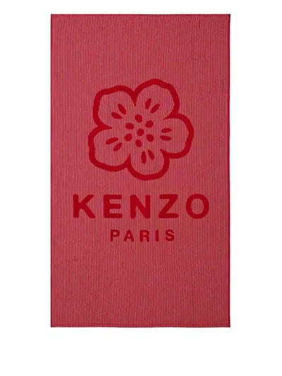 Kenzo Boke-flower Striped Bath Towel In Red