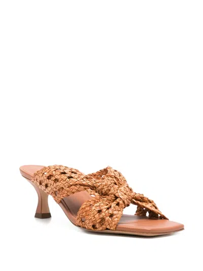 Casadei Strappy Sandals With Mid Heel And Square Toe In Neutral