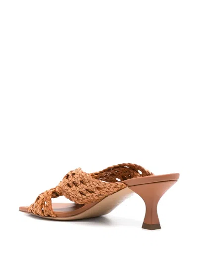 Casadei Strappy Sandals With Mid Heel And Square Toe In Neutral