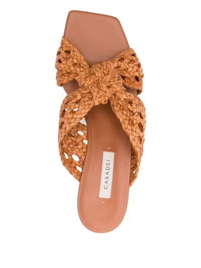 Casadei Strappy Sandals With Mid Heel And Square Toe In Neutral