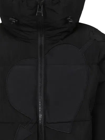 Msgm Heart-applique Puffer Jacket In Black