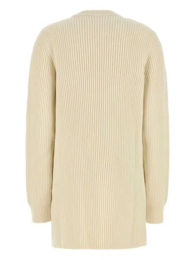 Jil Sander Wool Sweater Dress Crew Neck In Neutral